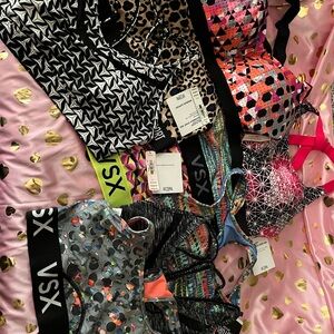 VSX Mixed Pattern Sports Bra Bundle — Black, Pink, Neon Green, Coral